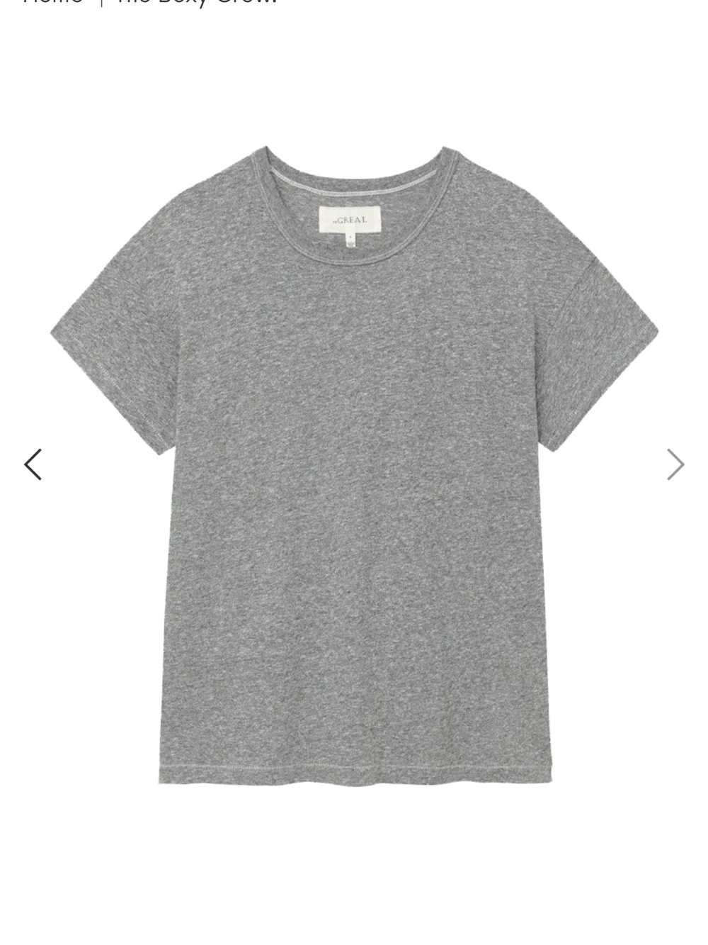 THE GREAT. Heathered Gray Short Sleeve Crewneck Tee